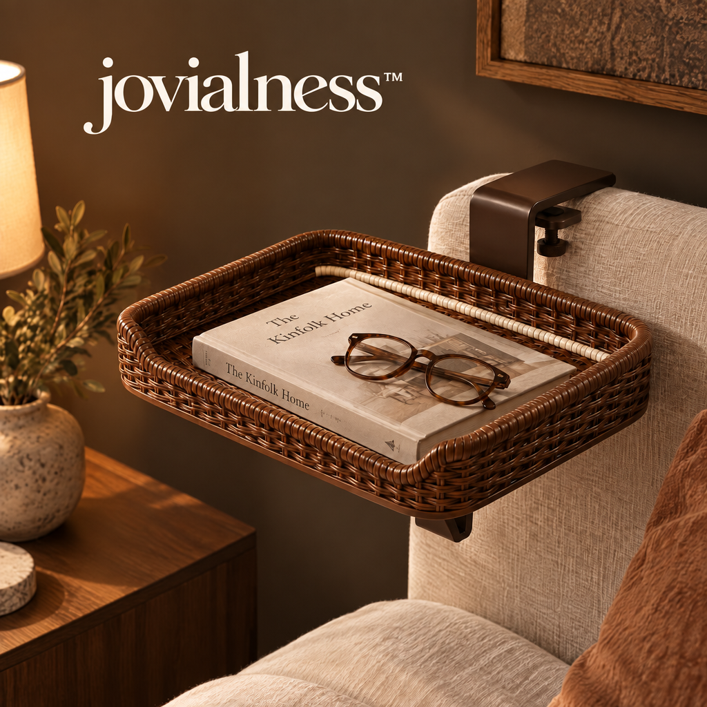 jovialness™ Woven Headboard Clip-On Reading Shelf with Raised Edge and Adjustable Clamp Support