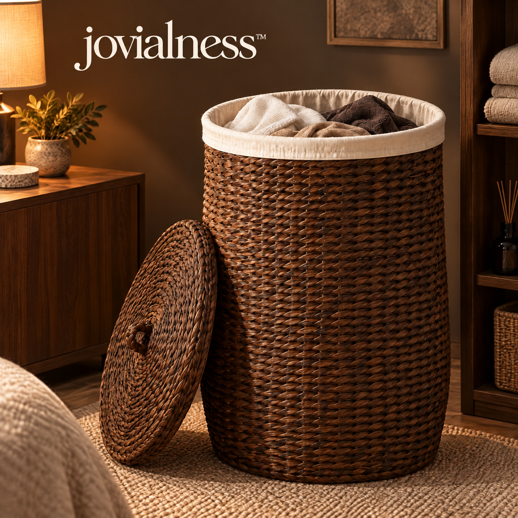 jovialness™ Tall Tapered Woven Laundry Hamper with Fitted Lid and Removable Liner