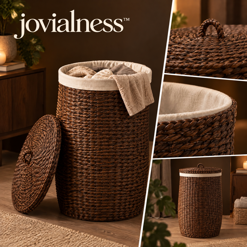 jovialness™ Tall Tapered Woven Laundry Hamper with Fitted Lid and Removable Liner