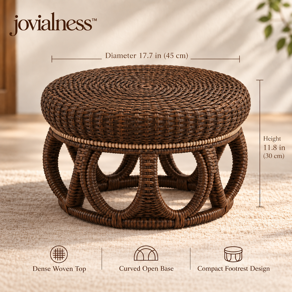 jovialness™ Round Dense-Weave Footstool with Curved Open Support Base
