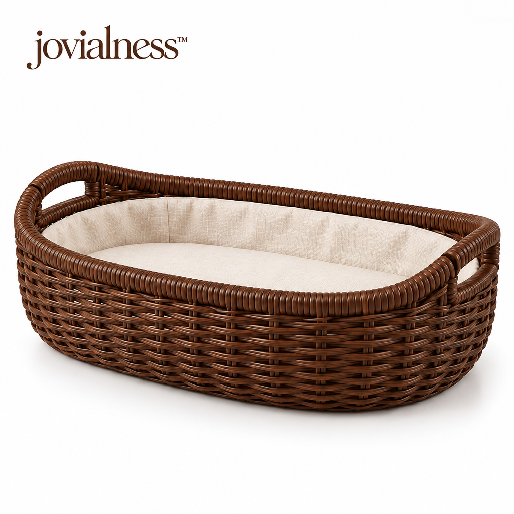 jovialness™ Low Oval Woven Bread and Countertop Basket with Raised Rim and Integrated Side Grips