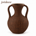 jovialness™ Sculpted Double-Handle Woven Floor Vase with Full Rounded Body