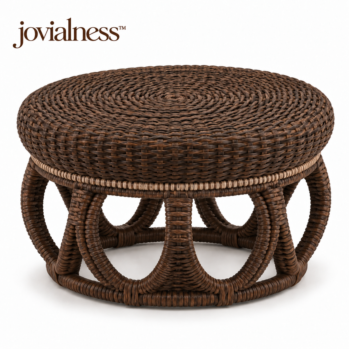 jovialness™ Round Dense-Weave Footstool with Curved Open Support Base