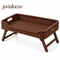 jovialness™ Woven Bed Tray with Folding Side Legs, Raised Basket Rim and Integrated Carry Handles