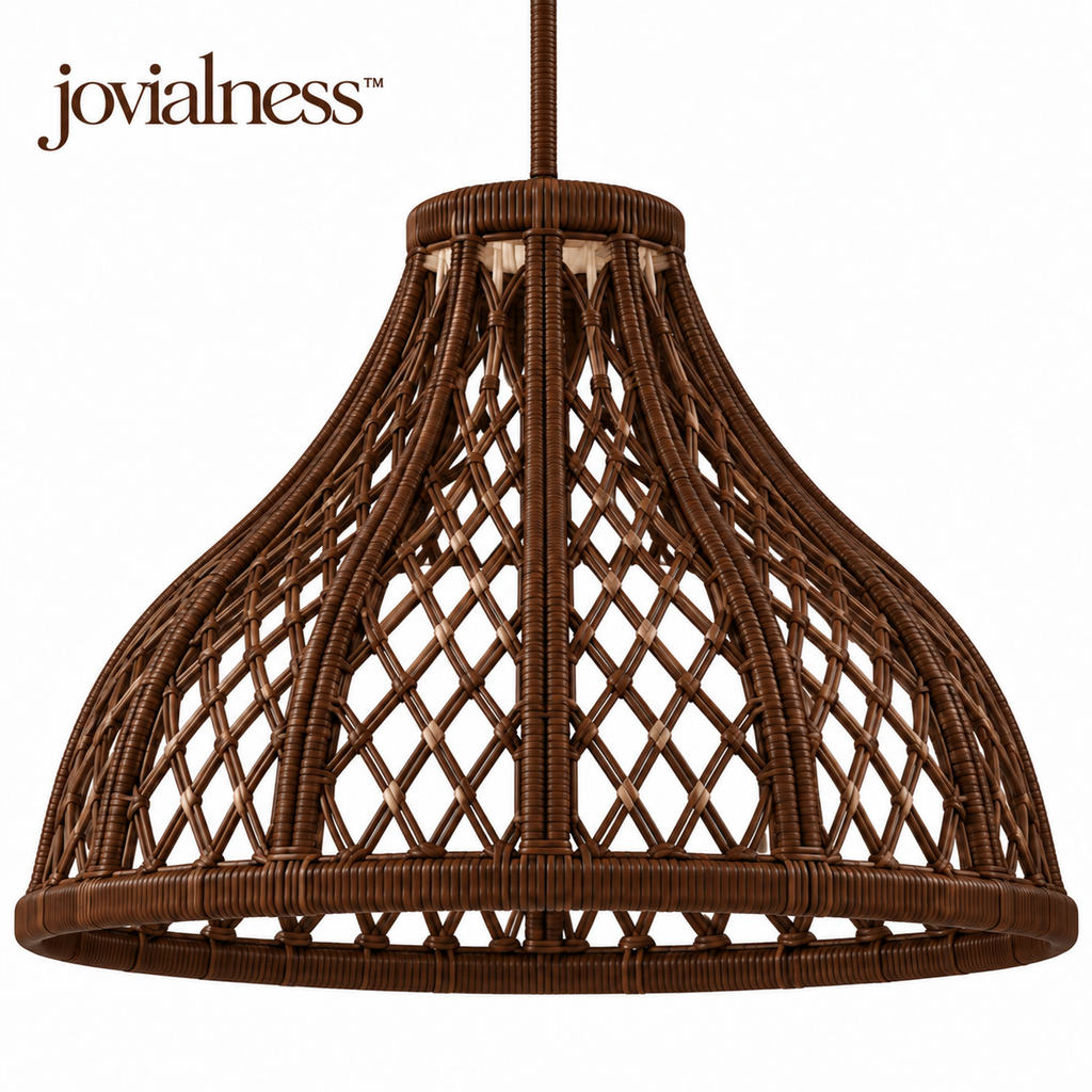 jovialness™ Sculpted Woven Pendant Light Shade with Open Lattice Weave and Flared Silhouette